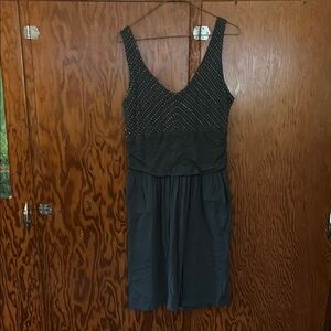 Black Midi Dress with Polka Dot Top